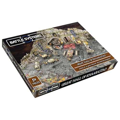 Battle Systems Fantasy Dungeon Terrain Great Hall of Khaarastad Terrain Immersive Scenery for DD DND Maladum Pathfinder RPGs Full Color Heavy Duty Cardstock Printed Both Sides - Image 1