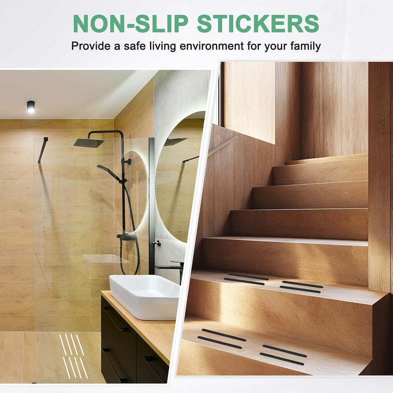 KASTWAVE 12PCS Anti Slip Shower Stickers,Black Bathtub Non-Slip Stickers Safety Bathtub Strips Adhesive Decals with Scraper,Floor-Strength Adhesive Grip Appliques for Shower/Bathtub/Stairs Steps/Floor/Ladders - Image 5