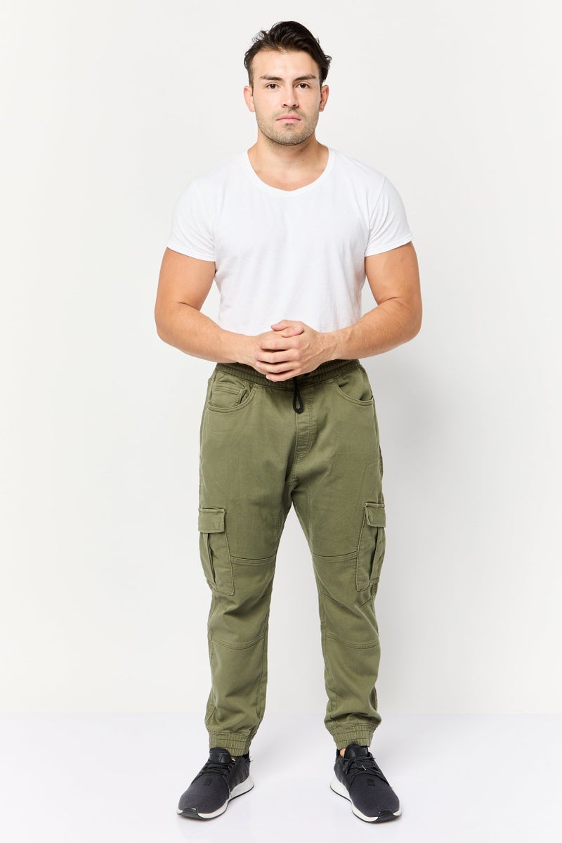 Celio Men Regular Fit Plain Cargo Pants, Green - Image 2