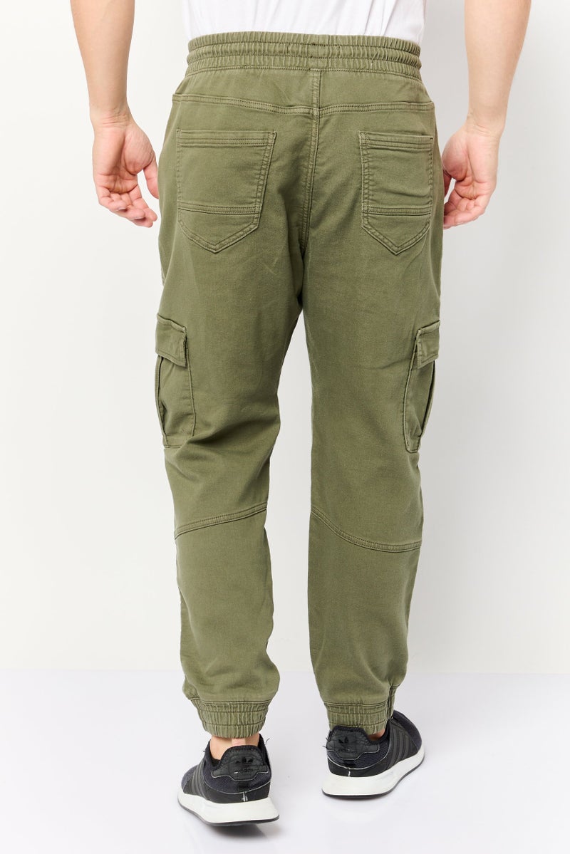 Celio Men Regular Fit Plain Cargo Pants, Green - Image 4