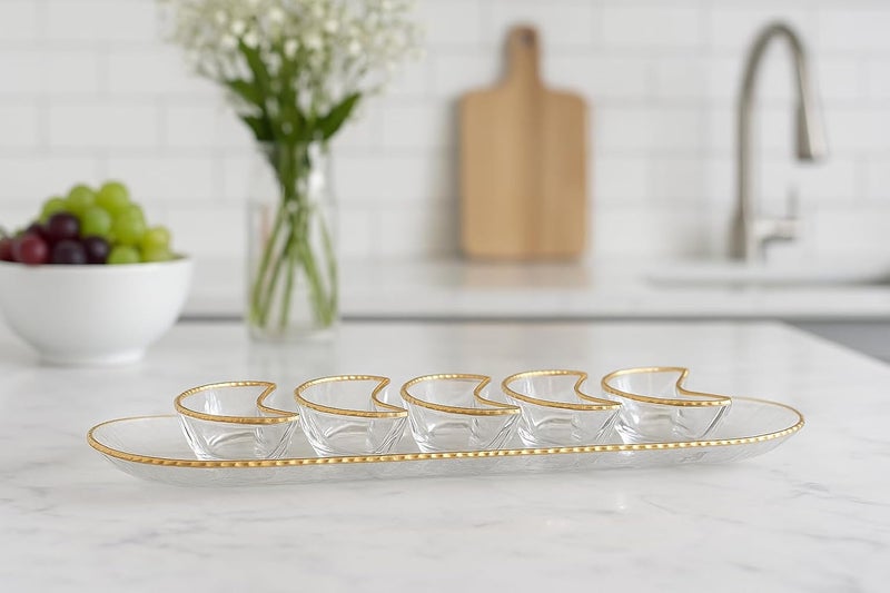 بي آند دي بي & دي صينية زجاجية  مع مجموعة من 5 أكواب - Image 2