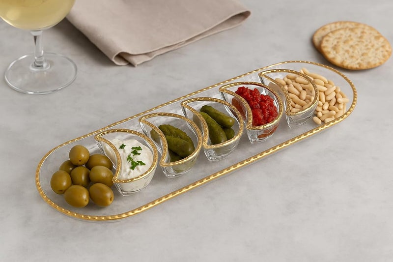 بي آند دي بي & دي صينية زجاجية  مع مجموعة من 5 أكواب - Image 1