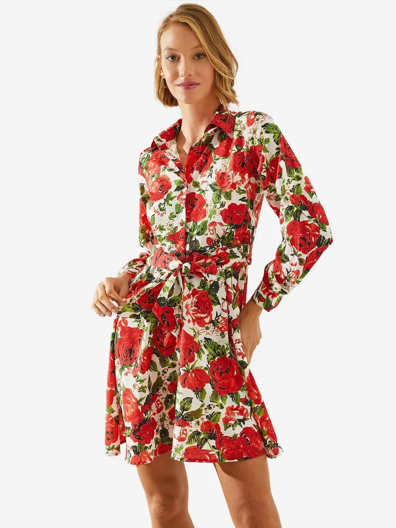 بيانكو لوتشي فستان ميني فلورال من لوتشي مع حزام