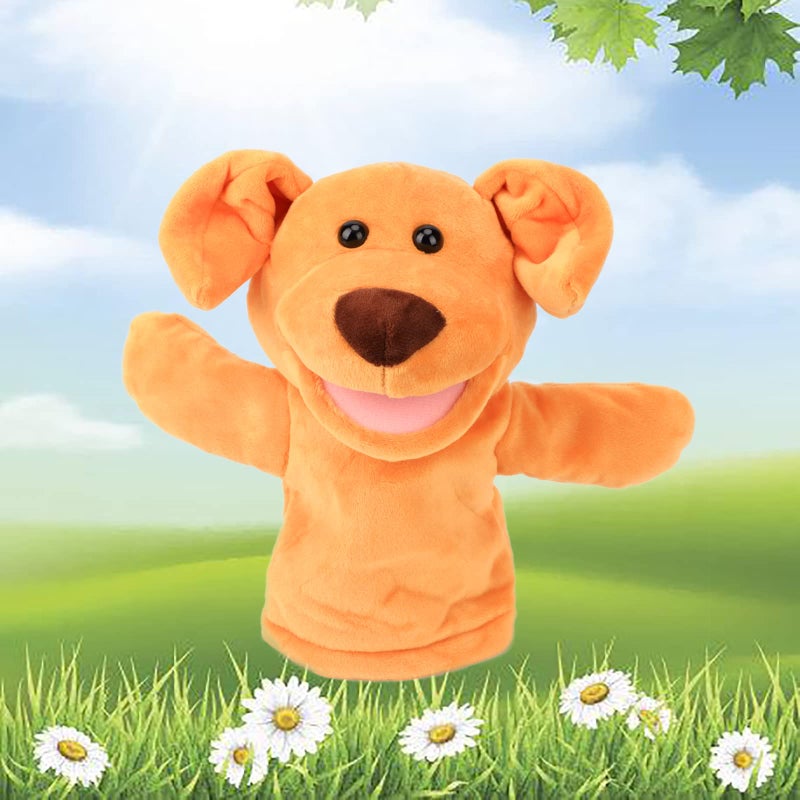 Easfan Puppy Hand Puppet Soft Animal Plush Toy with Movable Mouth Interactive Storytelling Cute Dog Toys Creativity Imagination Christmas Birthday Gifts for Toddlers Kids Brown - Image 3