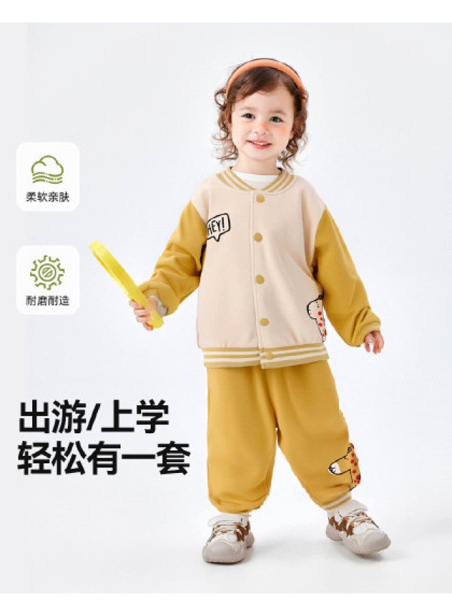 Doodle Home kids' Autumn Outfit - Casual Baseball Jacket Two-piece Set For Boys And Girls - Image 1