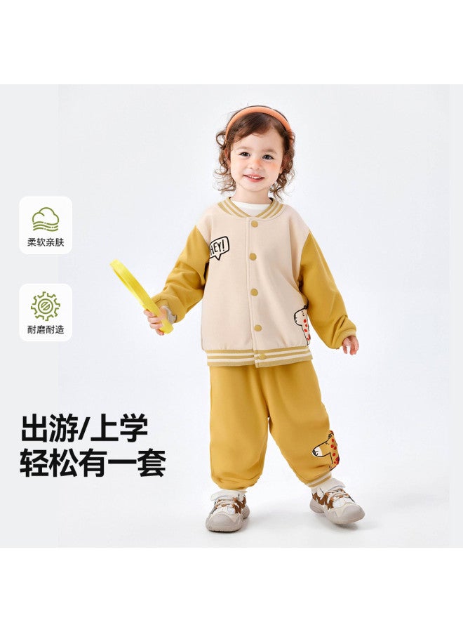 Doodle Home kids' Autumn Outfit - Casual Baseball Jacket Two-piece Set For Boys And Girls - Image 2
