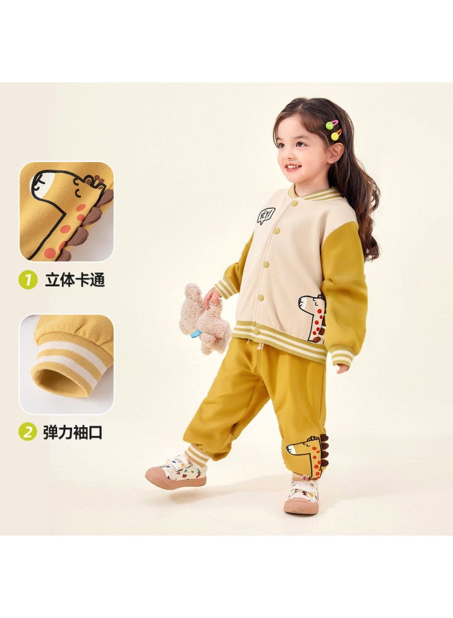 Doodle Home kids' Autumn Outfit - Casual Baseball Jacket Two-piece Set For Boys And Girls - Image 3