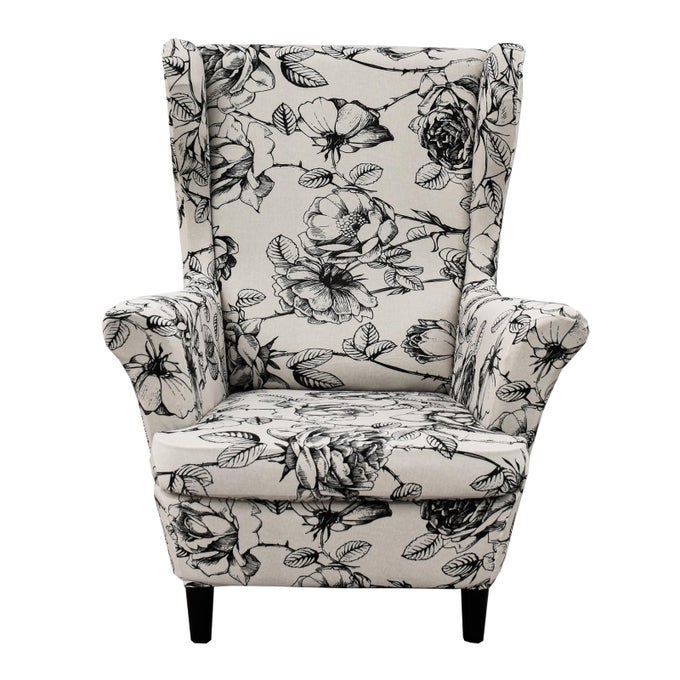 Wingback Chair Covers Slipcovers 2 Piece Stretch Wing Chair Covers Spandex Slipcovers Wingback Sofa Covers Armchair Covers NonSlip Furniture Protector for Living Room Wingback Chairs A23