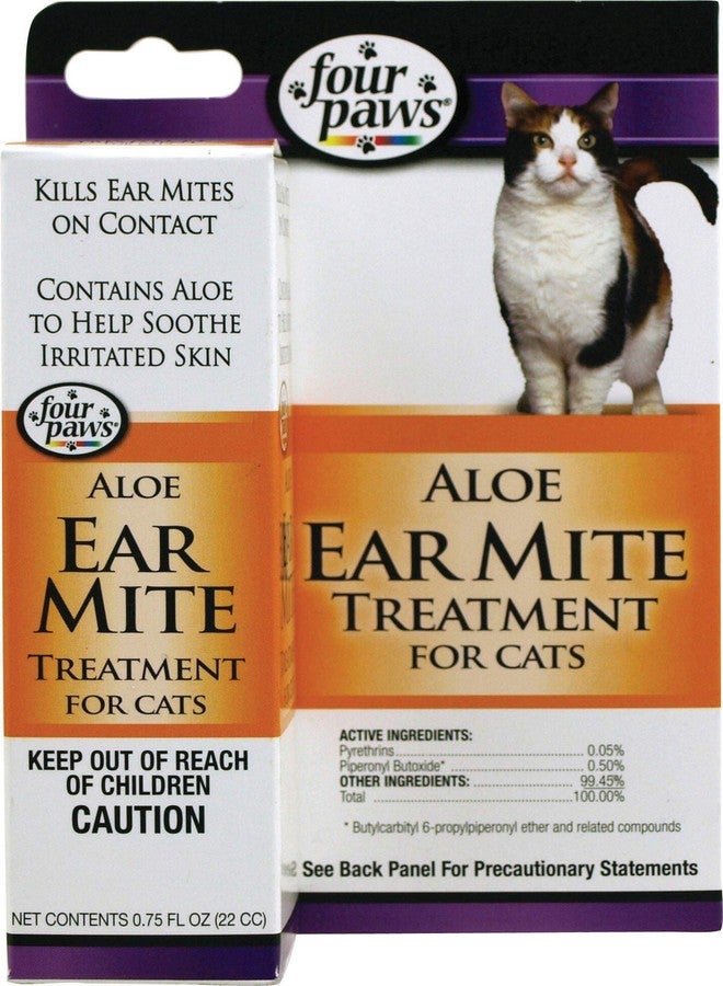 Four Paws Aloe Ear Mite Treatment for Cats, 0.75 Fluid Ounces, Kills on Contact - Image 2