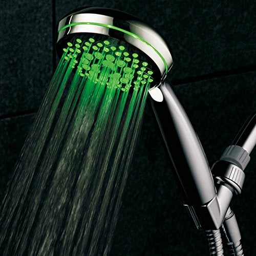Hotel Spa HotelSpa Neon Ultra-Luxury 7-setting LED Hand Shower with Chrome Face and Color-Changing Temperature Sensor - Image 2