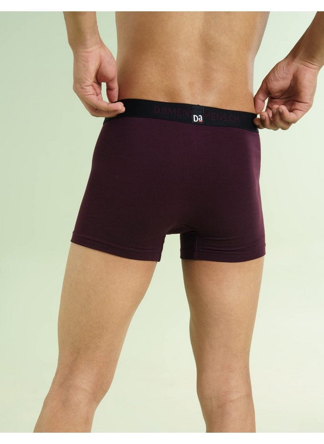 DaMENSCH - DAMENSCH Mens Premium Cotton Solid Trunks ReFRSH Single of Peppermint Powered-Pack of 1-Loyal Maroon-X-Large - Image 1