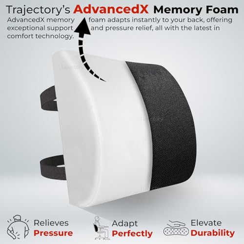 Trajectory Lumbar Support Cushion with ADVANCEDX Memory Foam & GRIDMATRIX Fabric – Orthopedic Comfort for Back Pain Relief. Perfect for Office Chairs, Standard Size, and Designed (Back Rest Cushion) - Image 3