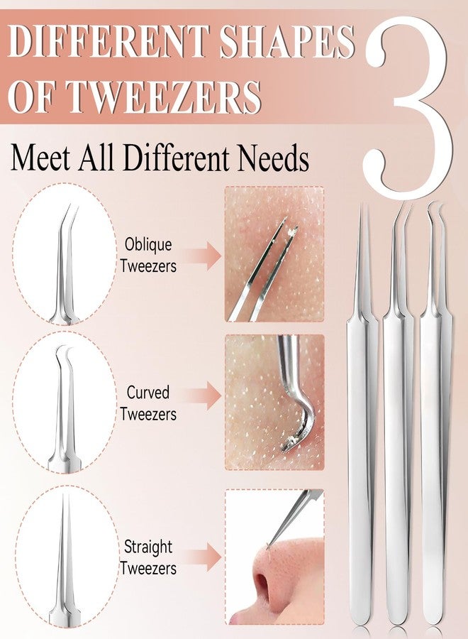 EYBDYB 8 Pcs Blackhead Remover Tool Kit – Medical Grade Stainless Steel Acne Removal Set with Tweezers&Needles–Comedone Extractor for Whiteheads,Pimple Popping,Facial Blemish Removal–Nose & Face Care - Image 5