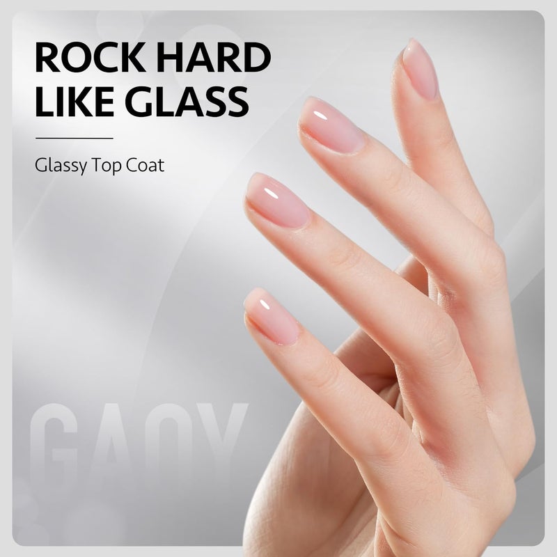 GAOY Gel Top Coat, Nail Glue Gel and Base Coat Set, 3 Pcs 16ml Clear Glossy No Wipe Combination for UV Light Cure - Image 2