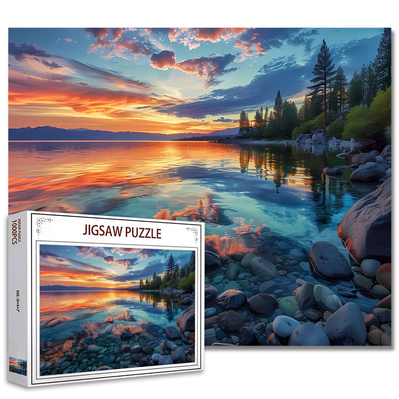 Tucocoo Lake Tahoe Landscape Jigsaw Puzzle 1000 Pieces Puzzles for Adults Stunning Sunset Scenery Jigsaw Puzzles for Challenging Family Activity Games DIY Puzzle for Home Wall Decor 20 x 27 Inches - Image 3