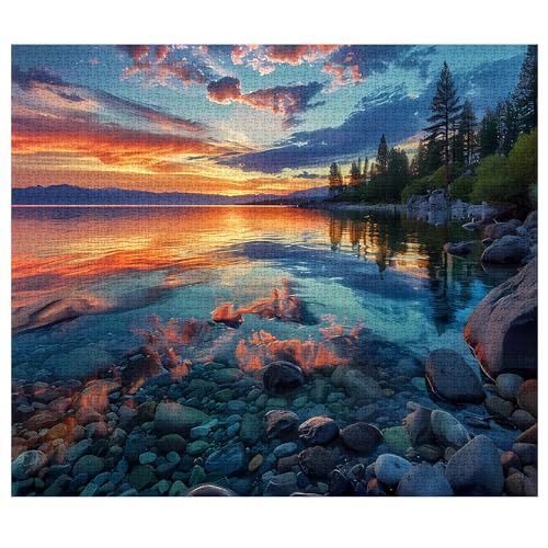 Tucocoo Lake Tahoe Landscape Jigsaw Puzzle 1000 Pieces Puzzles for Adults Stunning Sunset Scenery Jigsaw Puzzles for Challenging Family Activity Games DIY Puzzle for Home Wall Decor 20 x 27 Inches - Image 5
