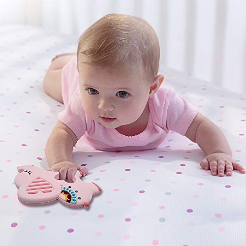 Bigspinach Soft Pink Elephant Teether Toy for Babies 3-6/6-12 Months Silicone Teething Toy Gift for Girls Gum Massager Anxiety Relief Items - Image 2