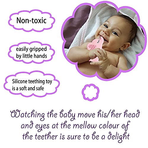 Bigspinach Soft Pink Elephant Teether Toy for Babies 3-6/6-12 Months Silicone Teething Toy Gift for Girls Gum Massager Anxiety Relief Items - Image 5