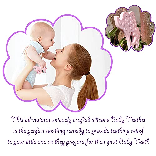 Bigspinach Soft Pink Elephant Teether Toy for Babies 3-6/6-12 Months Silicone Teething Toy Gift for Girls Gum Massager Anxiety Relief Items - Image 4