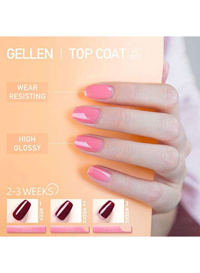 Gellen طبقة أساسية، طبقة علوية، لطلاء أظافر جل UV LED لا تمسح، طبقة علوية لامعة تدوم طويلاً، مجموعة مانيكير جل منزلية - 0.33 أونصة سائلة2  - Image 3