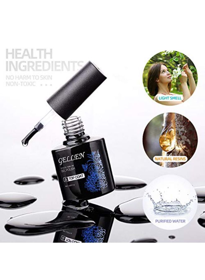 Gellen طبقة أساسية، طبقة علوية، لطلاء أظافر جل UV LED لا تمسح، طبقة علوية لامعة تدوم طويلاً، مجموعة مانيكير جل منزلية - 0.33 أونصة سائلة2  - Image 2