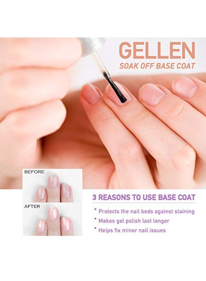 Gellen طبقة أساسية، طبقة علوية، لطلاء أظافر جل UV LED لا تمسح، طبقة علوية لامعة تدوم طويلاً، مجموعة مانيكير جل منزلية - 0.33 أونصة سائلة2  - Image 4