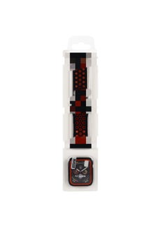 Suitable For Apple Nike Two-color Silicone Watch Band Set For Apple Watch7/SE/6/5/4321 Sport-Color:Black Red-Exterior Dimension:38mm