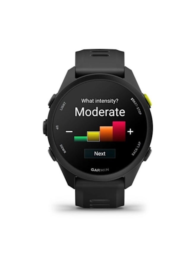 GARMIN Forerunner 70 - 43mm - Black - Up to 13 days of Battery Lie - 1.2” AMOLED Display, Chemically-strengthened glass, Heart Rate Monitor, All day stress monitor, Gps tracking, Smart notification, iOS and Android compatible black - Image 3