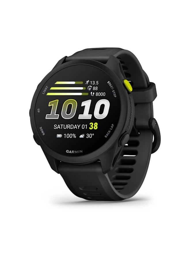GARMIN Forerunner 70 - 43mm - Black - Up to 13 days of Battery Lie - 1.2” AMOLED Display, Chemically-strengthened glass, Heart Rate Monitor, All day stress monitor, Gps tracking, Smart notification, iOS and Android compatible black - Image 1