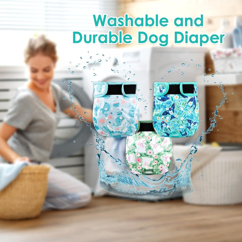 ZINGTERRA 3Pack Dog Diapers Female,Washable Diaper for Doggie,Highly Absorbent Reusable Dog Diaper,Adjustable Leakproof Puppy Girl Dog Diapers for Heat,Incontinence,Period Doggy Nappies - Image 5