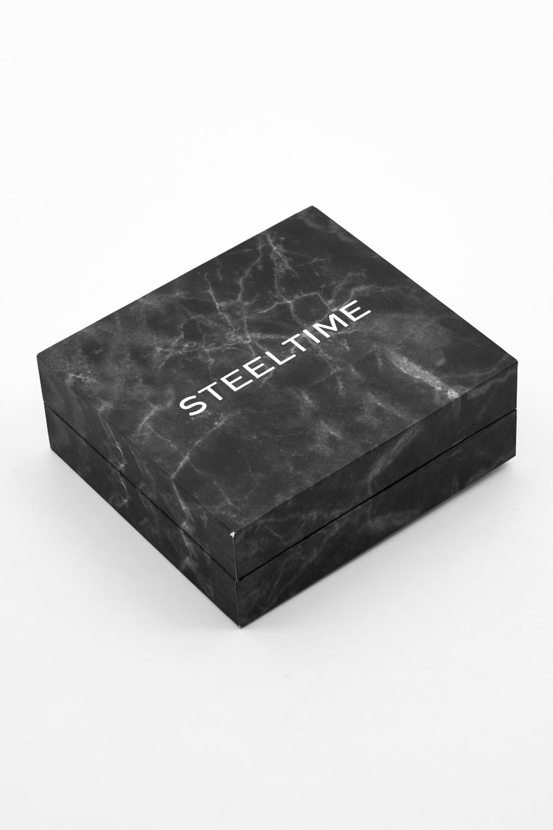 Steeltime Men Genuine Leather Wrap Bracelet, Black - Image 3