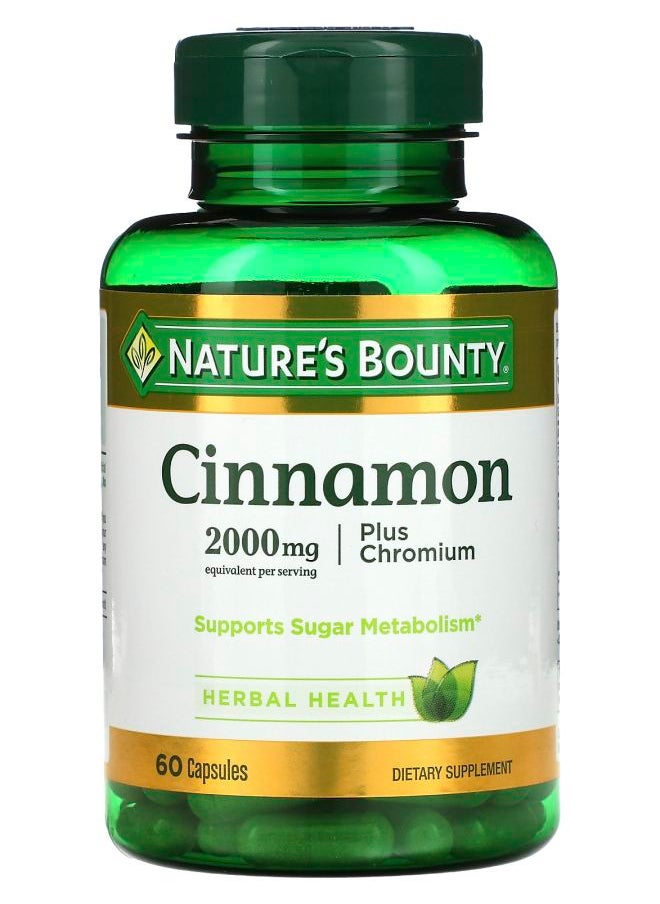 Nature's Cinnamon Plus Chromium 2000 mg 60 Capsules (1000 mg per Capsule) 
