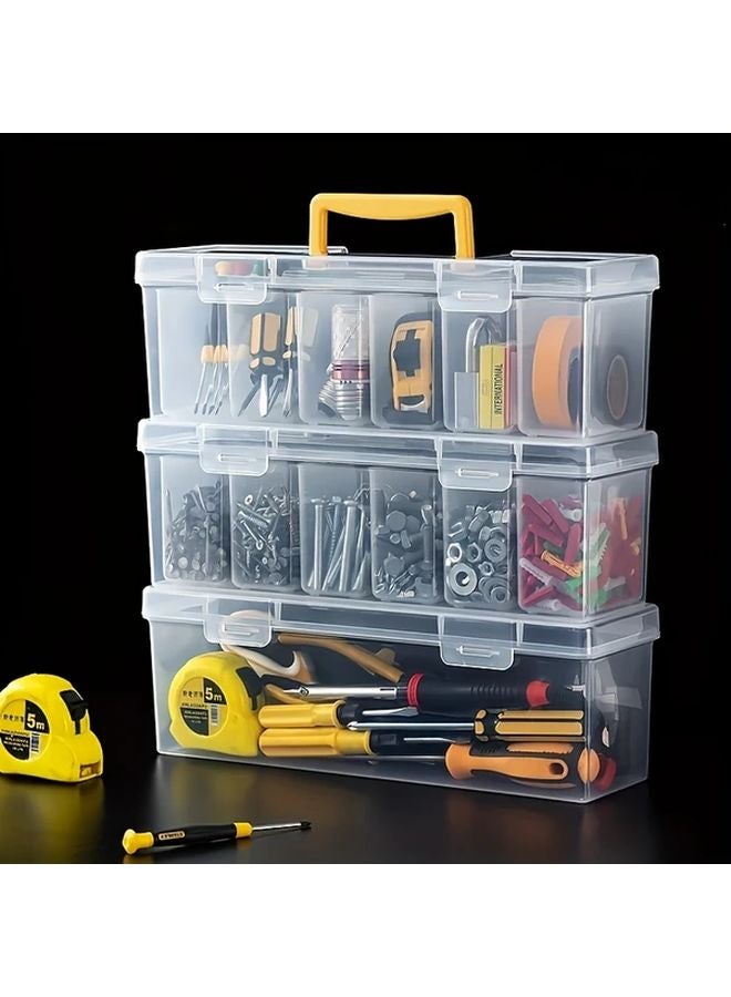 Black Tool Organizer Box With 6 Inner Dividers Portable Plastic Storage For Screws Bolts Parts - Image 2