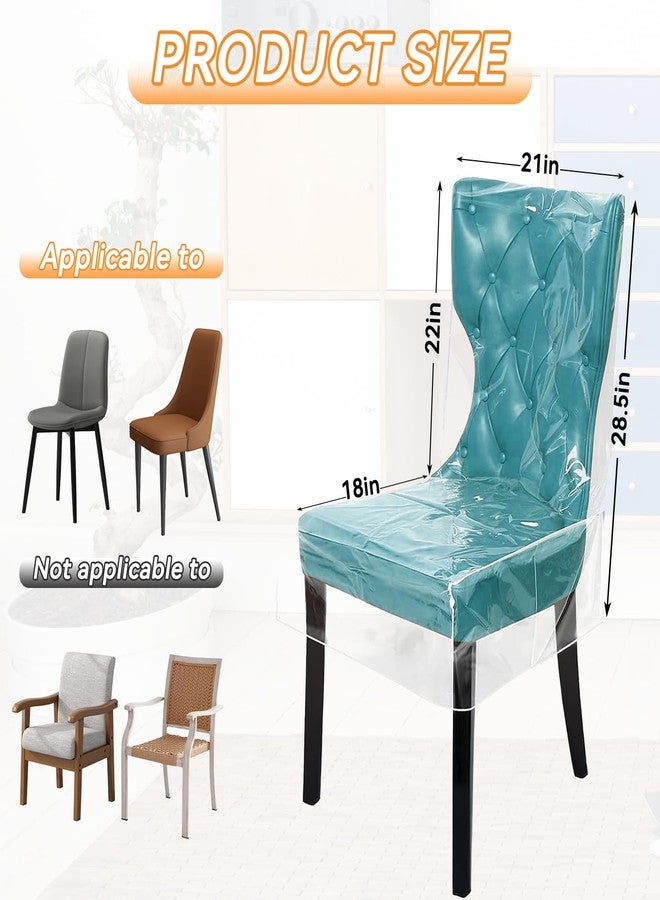 Pinsit 2 PCS Plastic Dining Chair Protectors with Backrests, Plastic Chair Covers, Chair Covers for Dining Chairs, Waterproof Thickened Seat Protectors from Water Dust Pet Hair Paws Claws Removable Washable - Image 2