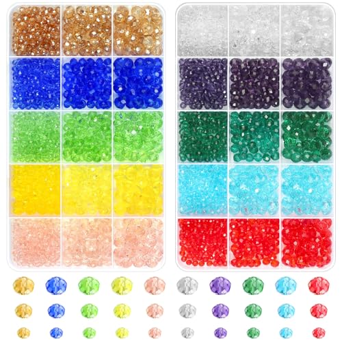 cridoz 2000 Pcs Briolette Crystal Glass Beads for Jewelry Making, Rondelle Crystal Beads for Crafts and Suncatchers, 10 Coloers, 3 Sizes(4mm, 6mm, 8 mm) - Image 1