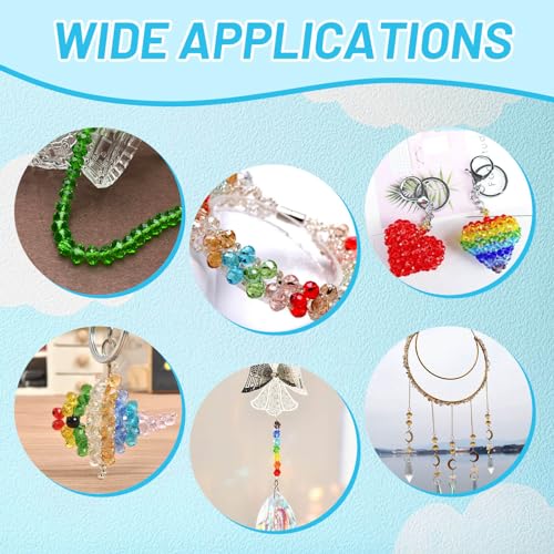cridoz 2000 Pcs Briolette Crystal Glass Beads for Jewelry Making, Rondelle Crystal Beads for Crafts and Suncatchers, 10 Coloers, 3 Sizes(4mm, 6mm, 8 mm) - Image 5