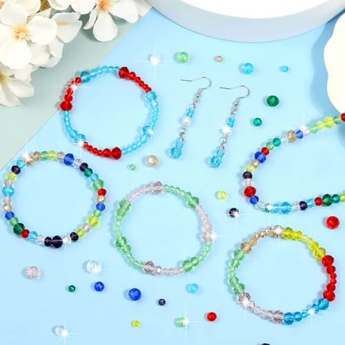 cridoz 2000 Pcs Briolette Crystal Glass Beads for Jewelry Making, Rondelle Crystal Beads for Crafts and Suncatchers, 10 Coloers, 3 Sizes(4mm, 6mm, 8 mm) - Image 2