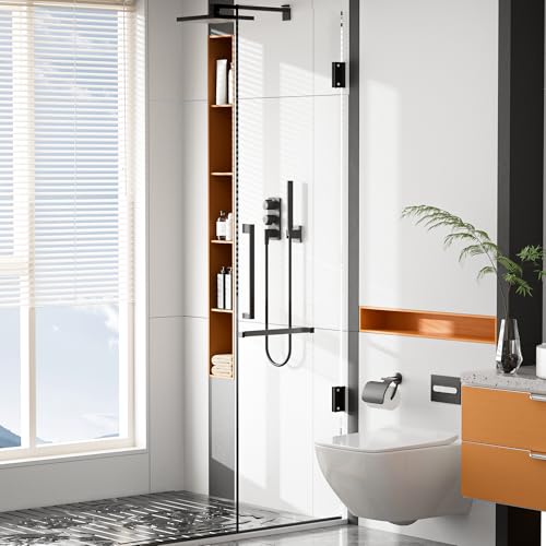 Alise Glass Shelf Brackets 2Pcs, Adjustable Shower Glass Clamps, Heavy Duty Clamp Holder, SUS304 Stainless Steel Brackets for 8-12mm Shelves, Matte Black - Image 2