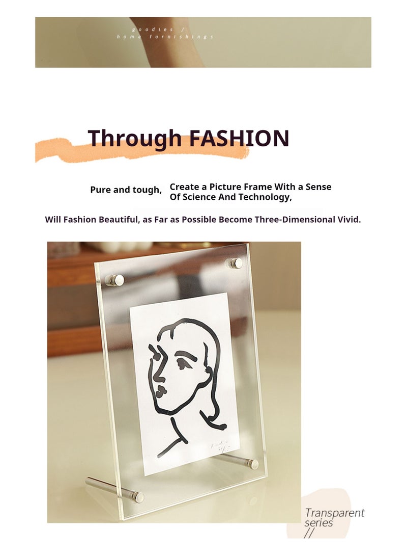 JiFENG 6 بوصة أكريليك علامة الجرف ، سطح المكتب قائمة عرض الرف ، سطح المكتب عرض إطار الصورة شفافة( 10.2x15.2cm ) - Image 3