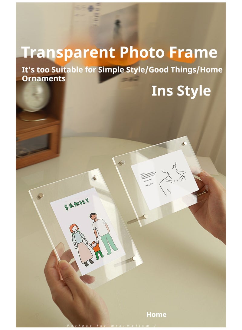 JiFENG 6 بوصة أكريليك علامة الجرف ، سطح المكتب قائمة عرض الرف ، سطح المكتب عرض إطار الصورة شفافة( 10.2x15.2cm ) - Image 2