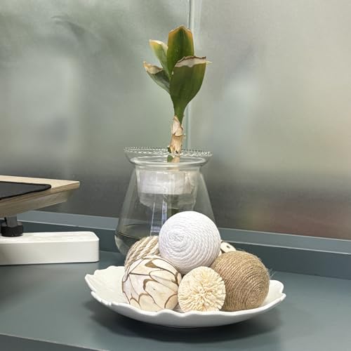 Flyekist 6 Pcs Decorative Balls for Centerpiece Bowls,2.36 Inch Natural Handmade Cotton Linen Orbs Balls,Wood Decorative Ball,Vase Fillers, Home Table Decor - Image 5