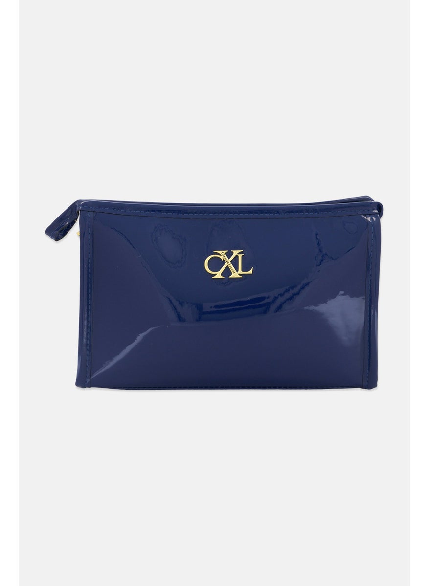 CXL by Christian Lacroix Women Brand Logo Cosmetic Pouch, Dark Blue  - Image 1