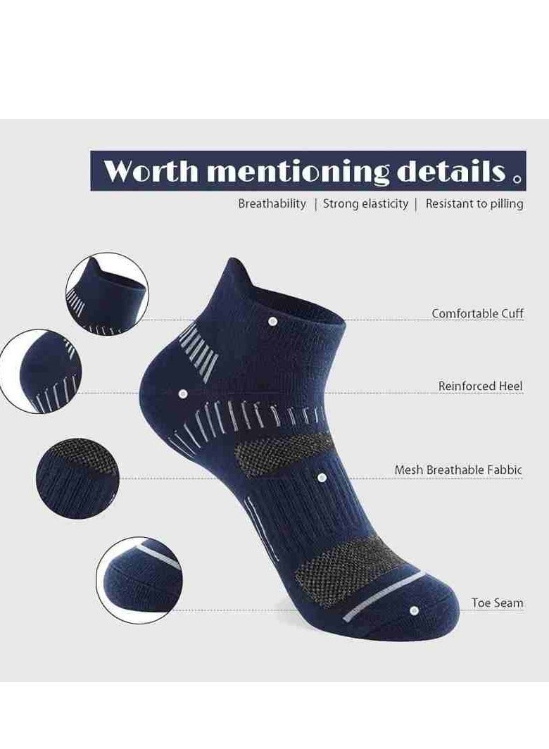 بابونا عبوة من 5 جوارب رياضية رجالية، قصيرة، مصنوعة من مزيج قطني يسمح بالتهوية، تمتص العرق، مضادة للروائح، توفر راحة فائقة للرياضة، والنادي الرياضي، والارتداء اليومي - مجموعة جوارب رجالية فاخرة - Image 2