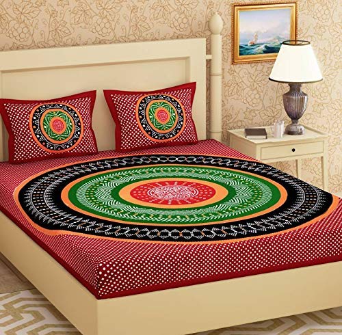 Ealth Kart 144 TC Jaipuri Cotton Printed Combo Set of 2 Double Bedsheet with 4 Pillow Covers - Multicolour - Image 2