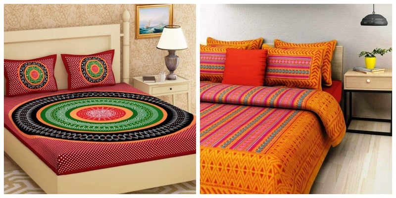 Ealth Kart 144 TC Jaipuri Cotton Printed Combo Set of 2 Double Bedsheet with 4 Pillow Covers - Multicolour - Image 5