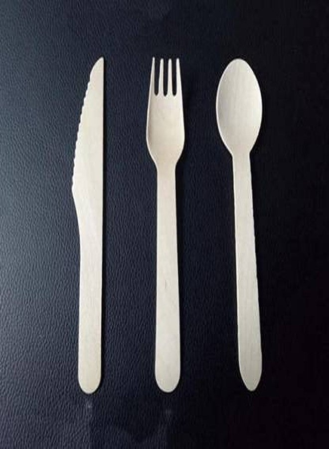 INAARA Wooden Disposable,BIO-DEGRADABLE Fork,Spoon,Knife (Pack of 300) (600) - Image 2