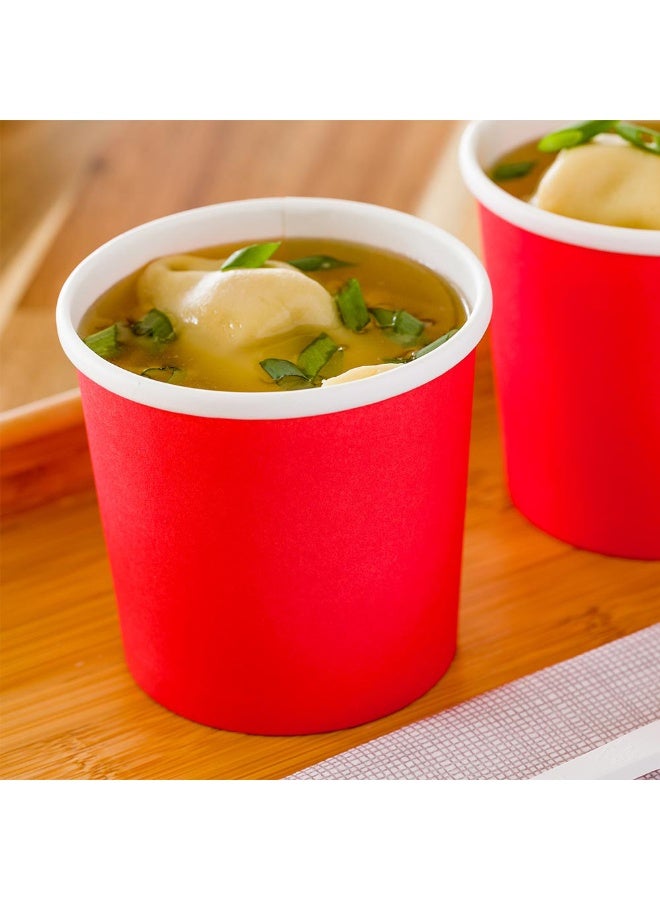 Restaurantware Bio Tek 12 Ounce Disposable Soup Cups, 200 Microwavable Paper Soup Cups - Vented Lids Sold Separately, Hot And Cold Foods, Red Paper To Go Soup Containers, For Desserts Or Treats - Image 3