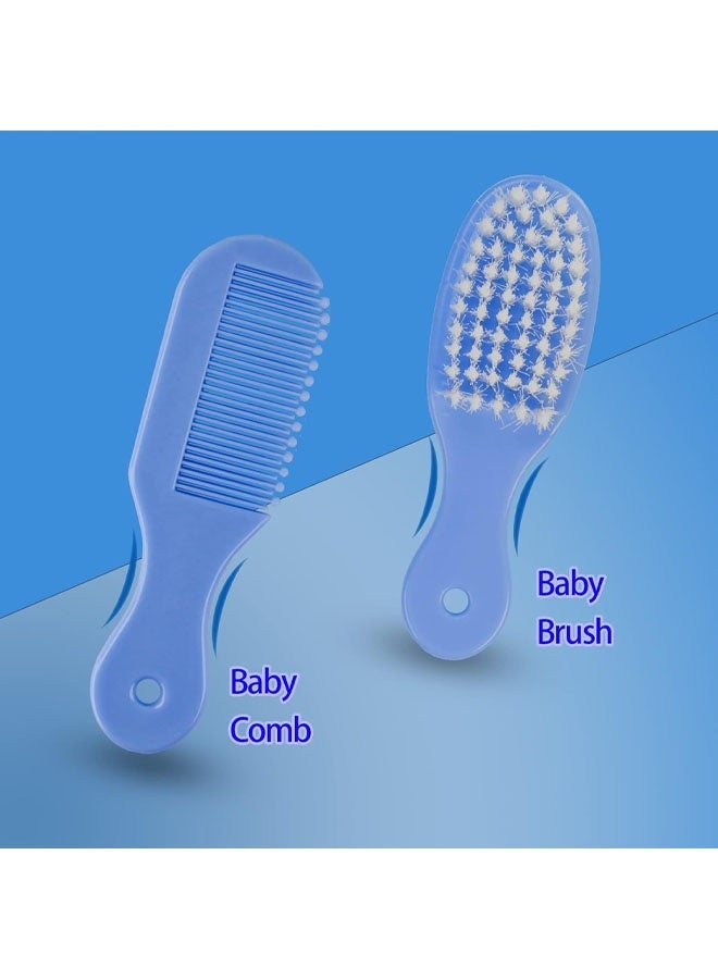 Baby Grooming Kit, 8 in 1 Baby Hair Brush/Nail Clipper/Nose Cleaner/Finger Toothbrush/Nail Scissors/Manicure Kit for Baby Care Keep Healthy and Clean(Blue) - Image 4