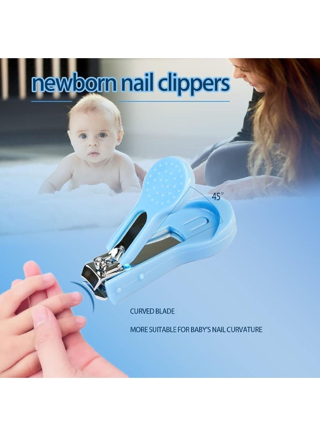 Baby Grooming Kit, 8 in 1 Baby Hair Brush/Nail Clipper/Nose Cleaner/Finger Toothbrush/Nail Scissors/Manicure Kit for Baby Care Keep Healthy and Clean(Blue) - Image 3