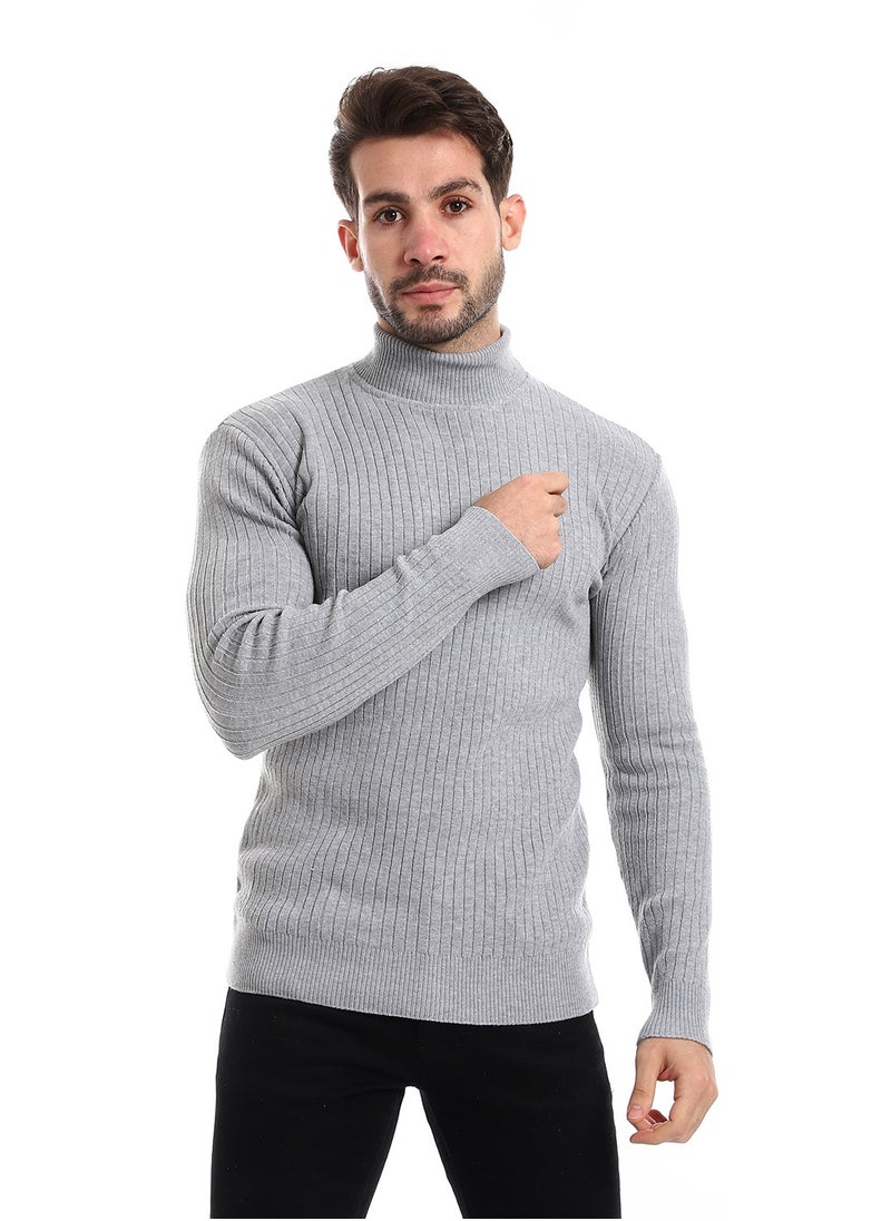 Caesar - Mens Ripped Wool Pullover With High Neck - Image 1
